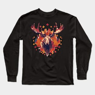 Moose with Maple leafs Canada Long Sleeve T-Shirt